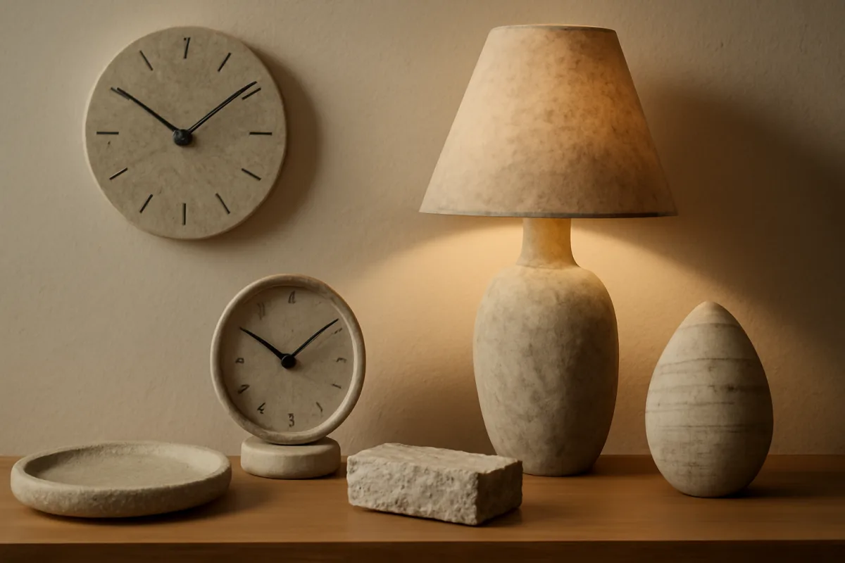Orologi, lampade e complementi in pietra: il tocco originale per arredare casa